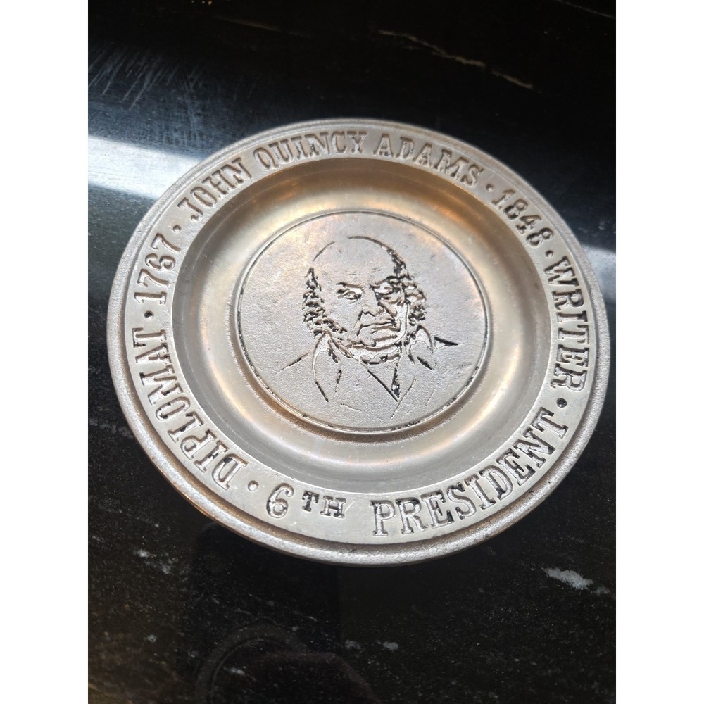 Wilton Armetale John Quincy Adams 6th President Pewter Plate Vintage 6 inch